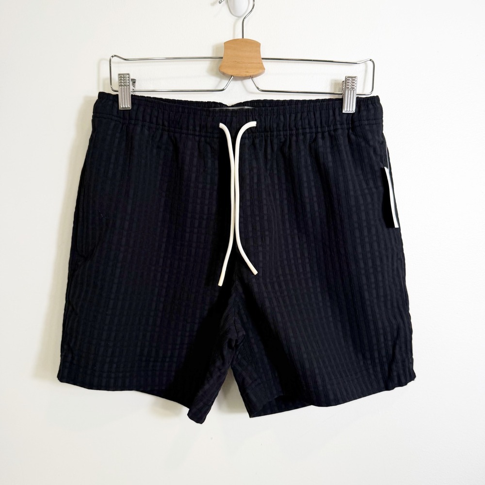 PacSun Swim Trunks Men Small Black Seersucker Textured Mesh Lined Board Shorts